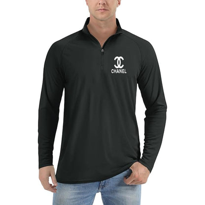 Men's Chanel Lightweight Quarter-Zip Athletic Shirt – Long Sleeve Polyester Wear
