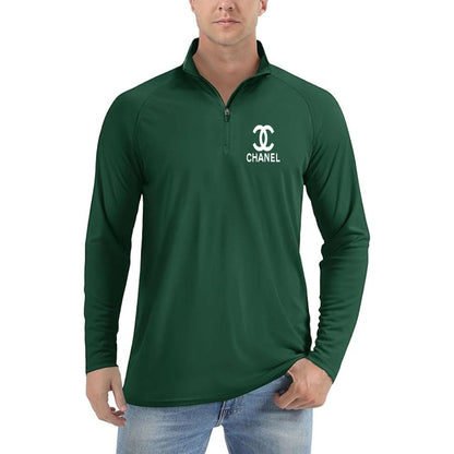 Men's Chanel Lightweight Quarter-Zip Athletic Shirt – Long Sleeve Polyester Wear