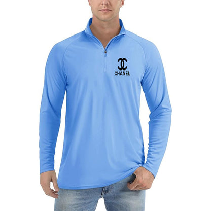 Men's Chanel Lightweight Quarter-Zip Athletic Shirt – Long Sleeve Polyester Wear