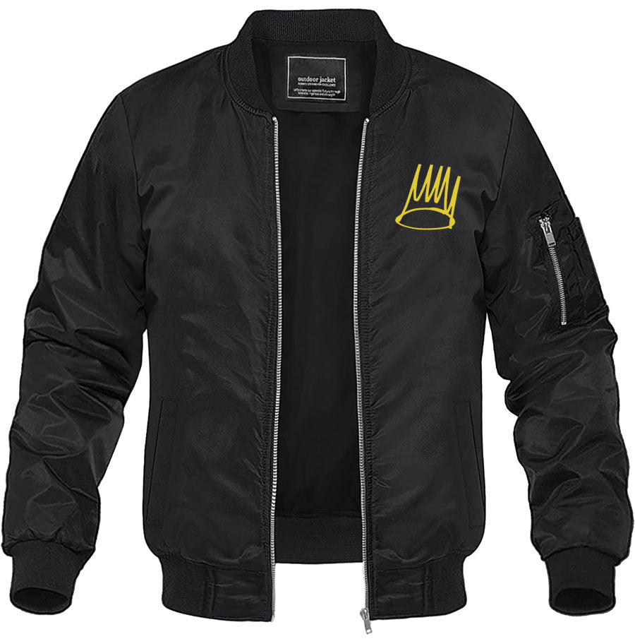 Men's J. Cole Crown Lightweight Bomber Jacket Windbreaker Softshell Varsity Jacket Coat