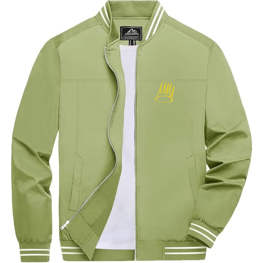 Men's J. Cole Crown Lightweight Zip-Up Bomber Jacket with Ribbed Collar and Cuffs - Versatile Casual Outerwear