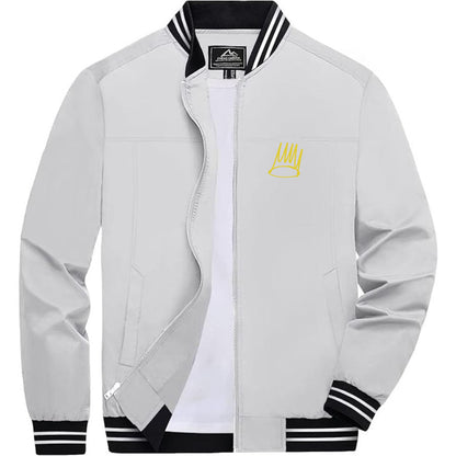 Men's J. Cole Crown Lightweight Zip-Up Bomber Jacket with Ribbed Collar and Cuffs - Versatile Casual Outerwear